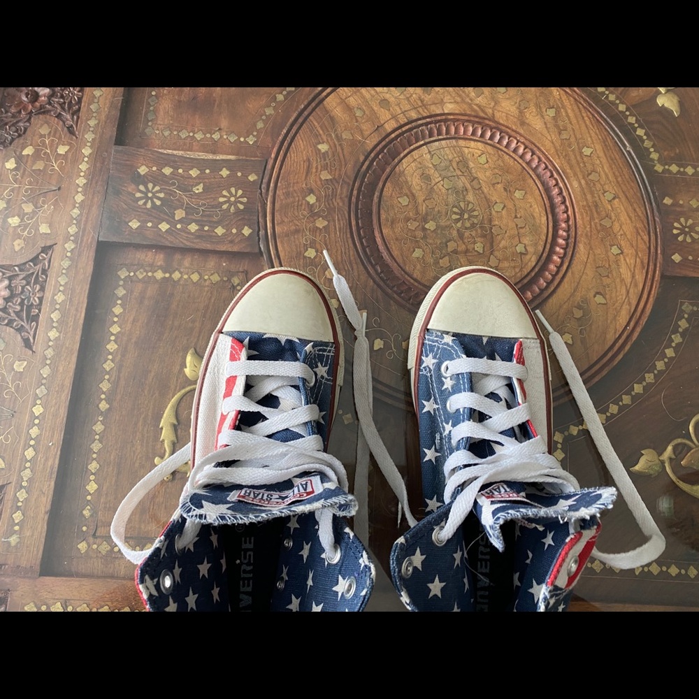 Red white & blue converse high top